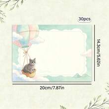Cute Cat Stationery, 30 Sheets/Pack, Premium Paper With Exquisite Printing, Cat Pattern Decoration, Original Art Design, Floral Border - Rectangle - View 16