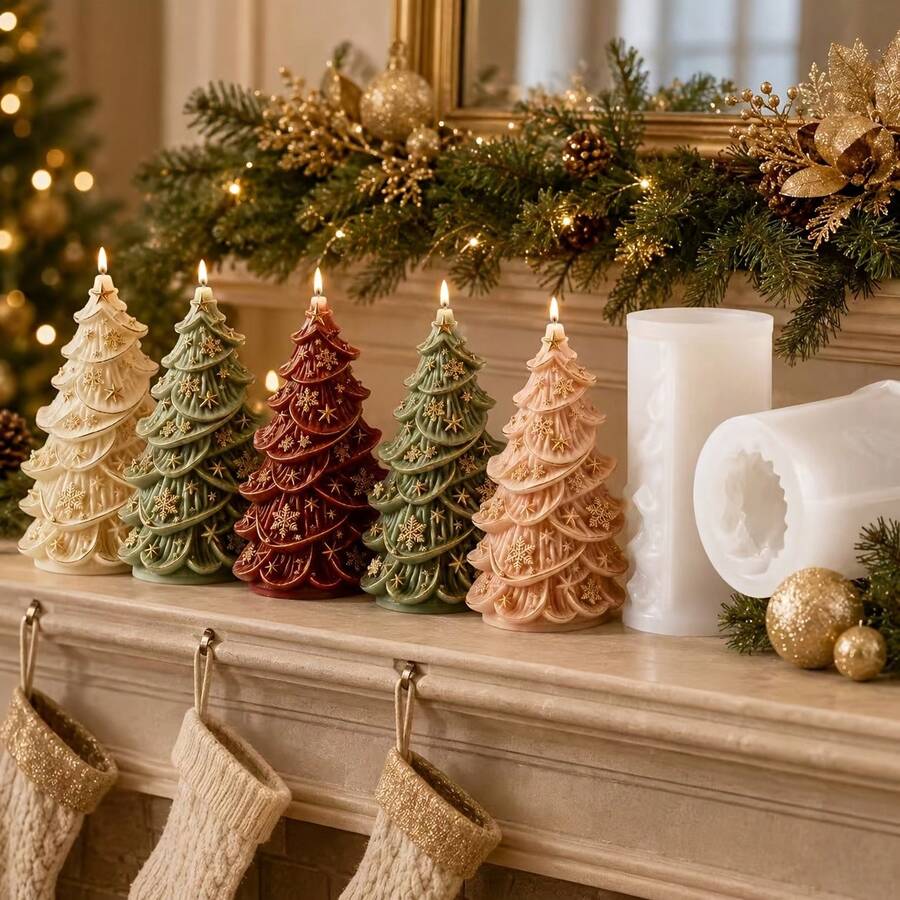 Pine Cone Layered Christmas Tree Silicone Mold, Suitable For Candle Making, Resin Jewelry And Clay Crafts - Multi-Functional Holiday Mold With Asymmetrical Pine Cone Shape, Suitable For Wax, Resin And Clay, For Christmas Decoration And Gift Making. - Christmas Tree Mold - View 1