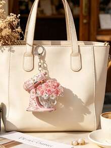 2D Flat Pink Vertical Blender Flower Keychain, Vintage Bird & Flower Print Blender Pendant. Baking Gift, Cooking Enthusiast Souvenir, Car Key, Backpack, Wallet, Handbag, Purse Charm, Gift For Baker, Cooking Enthusiast, Pastry Chef, Florist, Suitable Birthday Gift, Halloween, Christmas - Multicolor - View 5