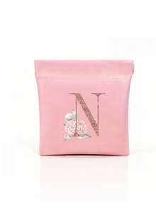 Sparkling Rose Letters Stamp Mini Storage Pouch, Women's Coin Purse, Self-Closing Multi-Functional Organizer Bag Chargers And Cables - Portable Carrying Pouch Suitable For Lipstick, Coins, Earphones, Data Cables, Keys, Jewelry, And Charging Cords - Multicolor - View 15