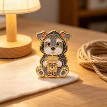 Cute Animal Enamel Pins,Dogs Giraffe Turtle Drinking Coffee Bubble Tea Lapel Pins,Metal Badge Brooch For Backpack Clothing Hat,Lovely Gift For Friends - Multicolor - View 9