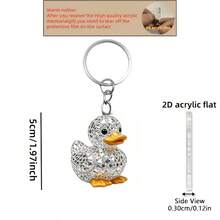 2D Flat 10pcs Cute Diamond Duck Keychain, Multi-Functional Acrylic Key Ring, Suitable For Car Key Chain And Backpack Decoration, Women's Keychain, Gift For Friends, Family, Classmates - View 4
