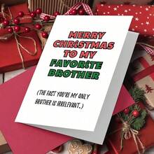 2pcs Fun Christmas Cards For Your Brother, Including A Card And Envelope, Perfect For Christmas, Themed Parties, Holiday Decorations, Your Brother's Birthday, The Perfect Card For Your Brother. - One Size Fits All - View 4