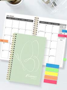 1pc 2026-2027 Planner Notebook With Monthly Calendar Grids, Notes Area & Color Tabs, Halloween Gifts For Work And Home Planning, Office Desk Accessories Office Supplies For Daily Organization - A - View 3
