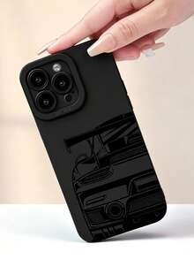 Fashionable Personalized Pupil Eye & Line Drawing Sports Car Pattern Phone Case, Compatible With IPhone 18/18 Pro/18 Pro Max/17/17 Pro/17 Pro Max/16/16 Pro/16 Pro Max/15/14/13/12/11, Creative Fashion Design Personalized Full Coverage Anti-Drop Protective Shell, Suitable For Men And Women, Gift For Friends And Family - Black - View 2