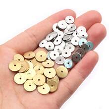 50Pcs Stainless Steel 4/5/6/8/10mm Flat Round Loose Spacer Beads For DIY Jewelry Necklace Bracelets Making Accessories - Spacer - View 4