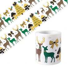 AFYPRTY 1 Roll Christmas Paper Sticker Vintage Reindeer Xmas Tree Bow Mushroom Pattern Holiday Decorative Stickers For Gift Wrapping Scrapbook Journal Party DIY Craft Embellishments - Style 1 - View 1