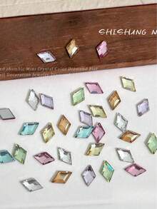 20pcs 3x5mm Rhombus K9 Nail Rhinestones (Flat Back), Champagne/Pink/Purple Optional, DIY Decoration - Multicolor - View 10