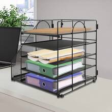 Maganize File Holder 5-Tier Desk Organizer Letter Tray Organizer Bookshelf - Black - View 7