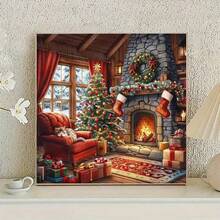 1PC DIY 5D Diamond Painting Kit Christmas Theme Pattern - Round Full Diamond Art Mosaic Craft, Home Wall Decor, Unframed - No Frame - View 4