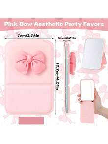 1/3/6/10/20pcs Pink Bow Small Mirror, Birthday Party, Wedding, Graduation Gift, Holiday Gift, Back To School, Small Folding Travel Mirror, Suitable For Group Activities, Daily Use - Multicolor - View 6