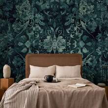Wall Mural - Oriental Pattern Carpet: Emerald Ornaments And Worn Patterns - Self-adhesive - View 2