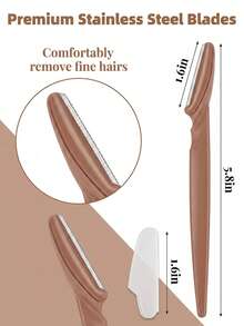 60/40/20pcs Brown Eyebrow Trimmer And Razor Set, Eyebrow Trimmer And Razor, Exfoliating And Hair Removal Tools, Body Hair Trimmer And Facial Set, Long Handle Blade With Precision Protective Cover, Cosmetics, Special Offer, Gift - Multicolor - View 2