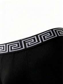 4pcs Solid Color Men's Boxer Briefs With Pattern, Men's Pajamas Loungewear, Men's Underwear Boxer Shorts - Multicolor - View 5