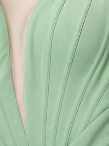 Smilprince Women's Sage Green Strapless Corset Evening Gown, Ruched High Slit Mermaid Maxi Dress, Fall Wedding Hocodress Quince Holiday Party Outfit - Green - View 6