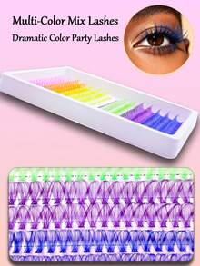 280 Clusters 30D Multi-Color Segmented Fluffy Eyelash Extensions, Soft Natural Curly Realistic Single Cluster Lashes, For Makeup Studio & DIY Personal Use - View 3