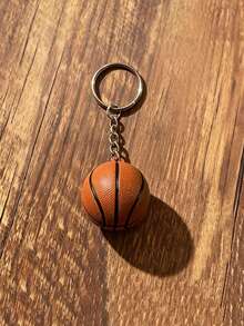 1pc Random Style Leather Sports Basketball Keychain - Brown - View 3