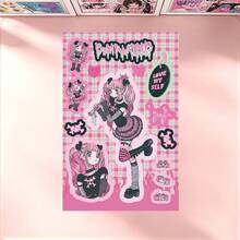 6 Peças Conjunto de Adesivos de Menina Cartoon, [Adesivos Decorativos de Menina Cartoon Doce & Legal] - Adesivos Decorativos Fofos e Altamente Atraentes para Scrapbooking e Planejador - Adequado para Scrapbooks, Planejadores, Decoração de Garrafas de Água - Compatível com a Série de Adesivos Decorativos Felizes, Adesivos Fofos, Decoração de Planejador, Design Criativo, Padrões Coloridos, Suprimentos de Scrapbooking, Adesivo Durável, Artesanato Feito à Mão - Multicolorido - Visão 7