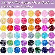 600/1200pcs 8mm Glass Beads, Used For Jewelry Making, Bracelet, Spacer Bead Round Disc Glass Bead Bracelet Making Set, DIY Handmade Gift - Multicolor - View 3