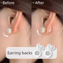 Earring Backs For Heavy Earrings Support, Suitable For Droopy Ears, White Silicone Earring Backs, Suitable For Stud Earrings, Comfortable Heavy Earring Support, Avoid Ear Lobe Stretching, Heart-Shaped Design, Easy To Use - Ear Plug - View 6