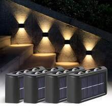 1‑Pack Outdoor Solar Fence Lights, 6‑LED Top & Bottom Illumination High‑Bright Focused Solar Wall Lamp, Warm & Cool White Selectable, Wire‑Free Easy‑Install Weather‑Resistant Decorative Lighting For All‑Season Use, Patio, Backyard, Porch, Railing - 6 LED Lights - View 3