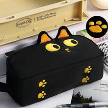 Cute 3D Black Cat Pencil Case - Large Capacity Polyester Student Supplies, Cute Cat Lover Gift, Suitable For Students And Office (Paw Design) - Multicolor - View 6