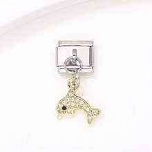 1PC Silver Base Italian Dangle Charms, Travel Grad Cute Animal Enamel Pendants, Bear Elephant Luggage Eiffel Tower DIY Jewelry Supplies - Copper Pendant Module - View 30
