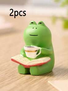 1pc Gentle & Warm Relaxing Cute Frog Figurine, Home Decor For Bedroom, Office, Living Room, Birthday Gift, Back To School - Multicolor - View 10