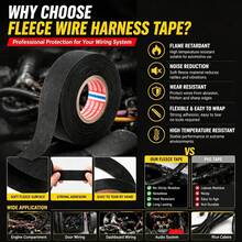 Flocked Wire Harness Tape, Flame Retardant High Temperature Resistant Automotive Wiring Tape, Anti-Vibration Noise Reduction Wear-Resistant Fabric Cable Wrap, Residue-Free Tape, Suitable For Car Engine, Door, Dashboard, Multi-Purpose Home Electronic Wire Protection - Cable Tie Tape 19mm*10m - View 4