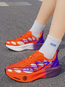 Women's Sports Shoes, Featuring Fabric Upper And EVA Sole, Suitable For All Seasons, Versatile Style, For Running, Basketball, Volleyball And Gym Workouts. - Orange-purple - View 9