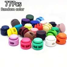 25/34/49/60/77/84Pcs Plastic Spring Buckles, Random Color Double Hole Round Sliders, Elastic Drawstring Locks, Suitable For Camping, Hiking, Backpack Shoelaces, DIY Rope Ends And Clothing Accessories - Multicolor - View 15