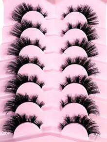 Russia 8D Fluffy False Eyelash Cat Eye Wispy Eyelash Extension Artificial Mink Eyelash 22mm Thick Cross Thickened Natural False Eyelash 7 Pairs Set - Black - View 7