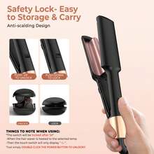 UKLISS 2-In-1 Curling Iron & Hair Straightener, Copper Comb Conducts Heat Evenly Without Damaging Hair, Quick Styling For Various Hair Types - Black - View 6
