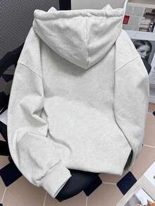 Tween Girls' Autumn/Winter Sports Fashion Letter Print Sweatshirt - Light Grey - View 2