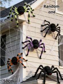 Prank Giant Triangle Spider Web Halloween Decoration Prop Plush Spider For Holiday Party, Random Color - Multicolor - View 12