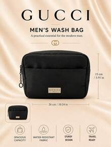 Gucci Men's Toiletry Bag, 26*15cm, Single Piece, Waterproof And Durable Large Capacity, Suitable For Travel And Daily Use, Stores Men's Toiletries - Black - View 4