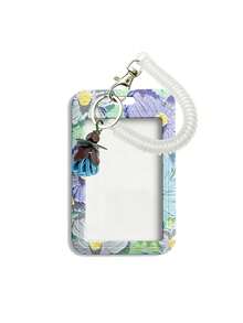 Retractable Anti-Loss Spring Rope Oil Painting Style ID Card Holder, Aesthetic Floral Design, Artistic Style Card Holder, Detachable, Exquisite Fashion Accessory, Badge/Card Display Protection Cover, Student ID Card Holder, Bus/Metro Card Holder, Non-Inductive, Bank Card Holder, Idol Merchandise Small Card Storage Sleeve, Portable ID Card Holder Decorative Keychain, Suitable For Office Workers, Nurses, Doctors, Teachers, Students, Etc., Gift For Family, Teachers, Close Friends, And Colleagues For Halloween, Back To School, Birthday, Valentine's Day. - Multicolor - View 12