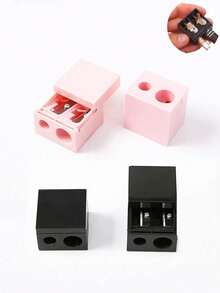 140/60/20/3/2/1 Dual-Use Large And Small Double Hole Makeup Pencil Sharpener, Square Eyebrow Pencil Dedicated Makeup Pencil Sharpener, Minimalist Pencil Sharpener, Pencil Sharpener - Multicolor - View 1