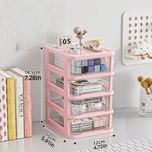 3-Layer/4-Layer/5-Layer Stackable Mini Storage Drawers, Plastic Vanity With Drawers, Suitable For Arts And Crafts, Small Tools, Sewing Accessories, Stationery And Hardware, Pink Frame - View 6