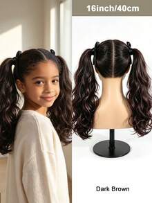 Tie-Up Double Wave Ponytail Hair Extensions, Synthetic Fiber Curly Drawstring Ponytail Wig, Suitable For Girls, Soft Large Wave Curly Hair Piece, Easy To Wear, Suitable For Daily, Halloween, Christmas Party And Cosplay, Multiple Lengths Available - Multicolor - View 17