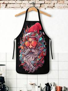 4pcs Christmas Cartoon Character Print Apron Set, Penguin Santa Snowman Elf Pattern Kitchen Cooking Baking Aprons For Holiday Party Home Decoration - Multicolor - View 8