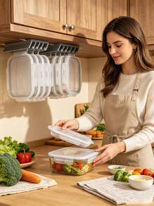 1pc Under Cabinet Multi-Slot Lid Organizer, Wall-Mounted Space-Saving Kitchen Storage Rack, Container Lid Organizer With Installation Accessories, Multiple Colors Available - Multicolor - View 3