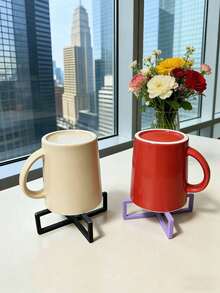 1pc Detachable Cup Holder, Creative Minimalist Design, Multiple Colors Available, Easy To Assemble, Detachable For Convenient Storage, Efficient Ventilation System, 3D Stereoscopic Design Saves Space, Suitable For Various Bottles And Cups, Practical Tool For Kitchen, Office And Travel - Multicolor - View 4