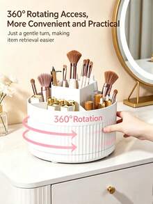 1pc 360° Rotating Makeup Organizer, Transparent Cosmetic Display Rack, Large Capacity Vanity Storage Organizer, Suitable For Lipstick, Brushes, Cream, Eyeshadow, Nail Polish And Jewelry, Desktop, Bathroom, Vanity Makeup Storage Box - Multicolor - View 12