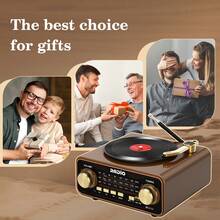 Radio Bergaya Pemutar Vinyl Retro, Portabel FM/AM/SW & Streaming Nirkabel, Dekorasi Vintage Unik untuk Rumah & Ide Hadiah - View 7