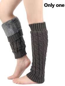 Fluffy Wool Twisted Knit Warm Leg Warmers, Y2K Comfortable Style - Multicolor - View 12