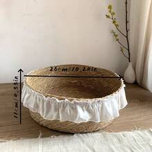 1pc Nordic Ins Style Woven Storage Basket, Desktop Organizer Bin, Home Snack Storage Basket - View 4