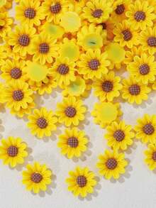 20/50/100pcs Sunflower Shaped Resin Charms - Resin Flower Decor, Suitable For Hair Clips, Phone Cases, Shoes, Bags And Various DIY Craft Projects - Multicolor - View 3
