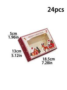 4pcs/12pcs/24pcs Christmas Window Gift Boxes, Printed Santa Claus & Reindeer Gift Empty Boxes, Holiday Party Gift Packaging For Cookies, Snowflake Crisps, Candy, Desserts Storage - View 12