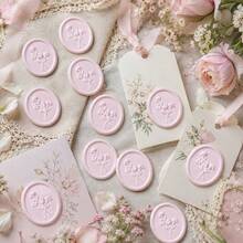 3D 花卉蠟封貼紙 25入，優雅奶油白自黏封印貼，適用於婚禮邀請函、信封、禮物包裝、聖誕卡與手工藝品，粉色 - 粉色 - 查看 8